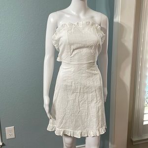 Solid Ruffle hem strapless dress. Small
